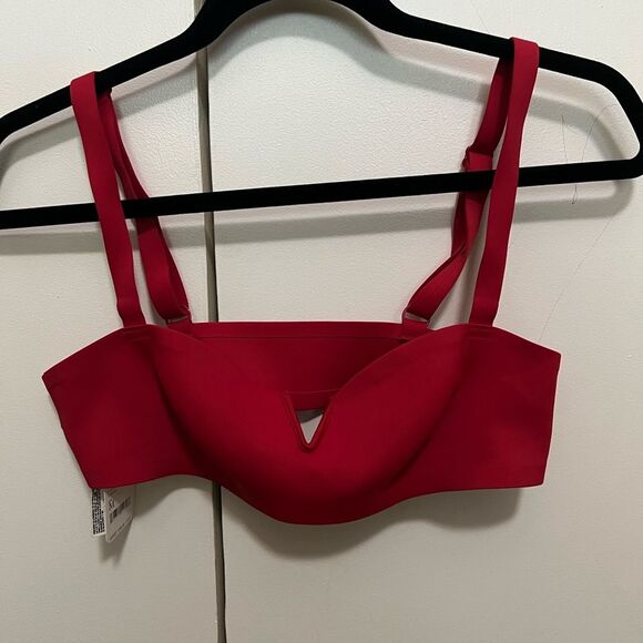 Free People Notched Lily Scuba Bralette - Haute Red, Size Medium - Picture 5 of 5